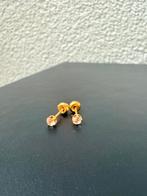 Lucardi goudkleurige oorbellen/ knopjes met strass steentjes, Overige materialen, Ophalen of Verzenden, Zo goed als nieuw, Goud