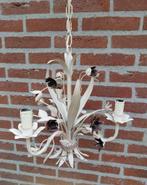 Franse brocante ijzeren lamp met bloemen, Ophalen of Verzenden