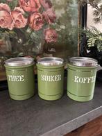 Groen dikopgelegd koffie thee suiker, Antiek en Kunst, Antiek | Emaille, Ophalen of Verzenden