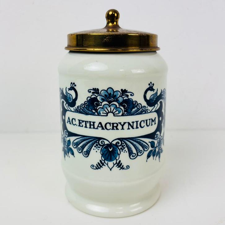 Kon. Goudsche apotheekpot “Acetacrynicum” 1857, Antiek en Kunst, Antiek | Keramiek en Aardewerk, Ophalen of Verzenden
