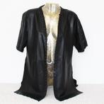Prachtig Leather Look Eksept Kimono Vestje - 64 (S) € 30,-, Kleding | Dames, Truien en Vesten, Zwart, Ophalen of Verzenden, Zo goed als nieuw