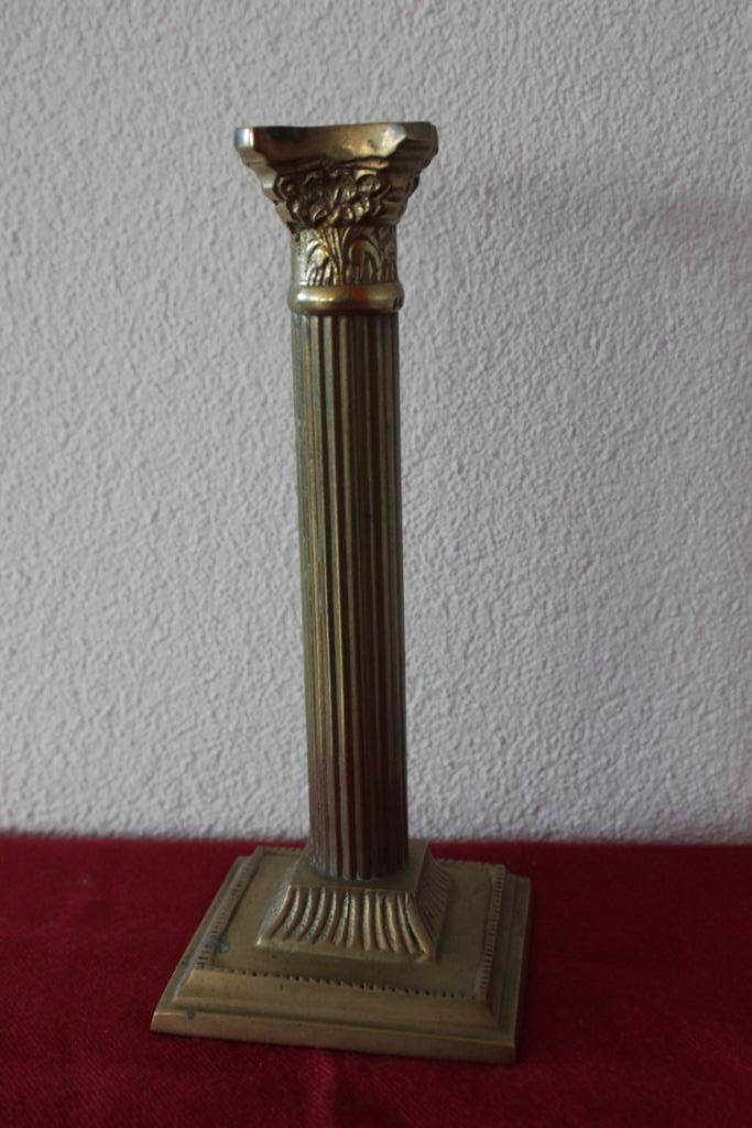Korinthische zuil - messing kandelaar - jaren '50, Antiek en Kunst, Antiek | Kandelaars, Koper of Brons, Ophalen of Verzenden