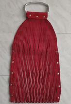 Franse vintage boodschappentas rood suede metalen handvat, Sieraden, Tassen en Uiterlijk, Tassen | Damestassen, Ophalen, Gebruikt