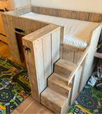 Steigerhouten hoogslaper met vaste trap, boekenkast, bureau, Ophalen, Gebruikt, Hoogslaper