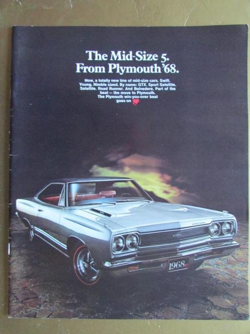 1968 PLYMOUTH Mid-Size prestige brochure, Roadrunner! Engels, Boeken, Auto's | Folders en Tijdschriften, Zo goed als nieuw, Overige merken