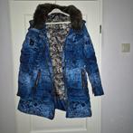 Blauwe winterjas Desigual met bontkraag, Kleding | Dames, Jassen | Winter, Blauw, Maat 46/48 (XL) of groter, Ophalen of Verzenden