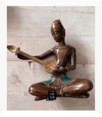 Bronzen Oosters beeld, Citerspeler, Indonesië, Antiek en Kunst, Antiek | Koper en Brons, Ophalen of Verzenden, Brons