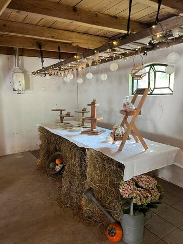 Houten decoratie ladder boven taartentafel van 4 meter beschikbaar voor biedingen