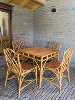 Retro rotan eethoek, Italiaans design, Ophalen, Gebruikt, Landelijk, retro, 4 tot 6 stoelen