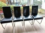 4 (3+1 gratis) Henders & Hazel leren eetkamerstoelen, Ophalen, Gebruikt, Zwart, Leer