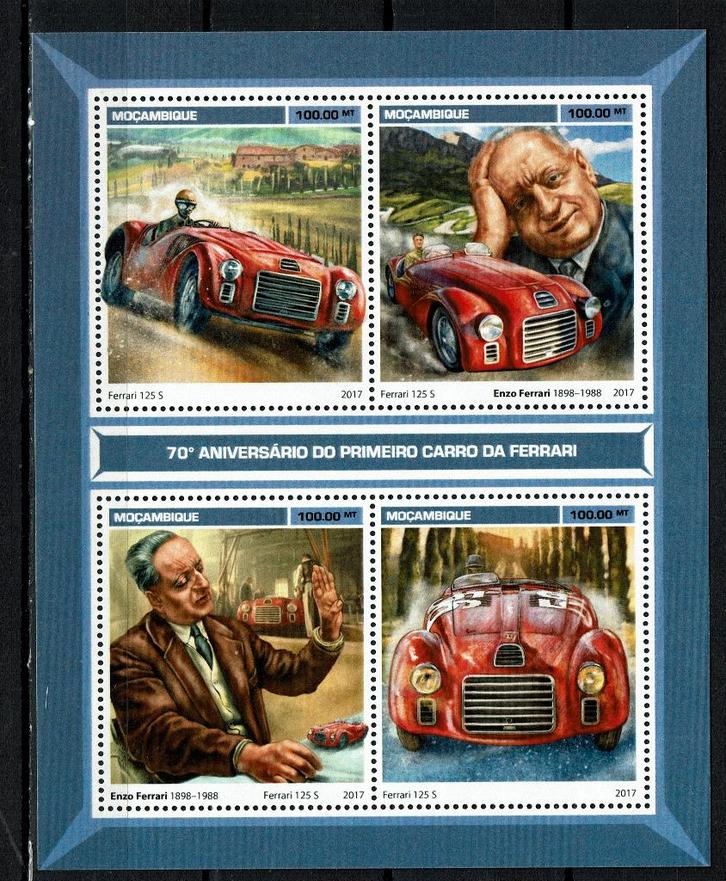 MOCAMBIQUE 2017 PF BLOK FERRARI AUTO CARS AUTO'S 2, Postzegels en Munten, Postzegels | Thematische zegels, Postfris, Auto's, Ophalen of Verzenden