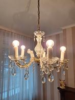 Mooie Kroonluchter met 5 Armen en Glazen Pegels, Ophalen of Verzenden, Gebruikt, Glas, Klassiek