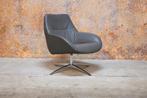 IZG staat fraaie grijze leren Topform draaifauteuil, Design, 75 tot 100 cm, Ophalen of Verzenden, Zo goed als nieuw