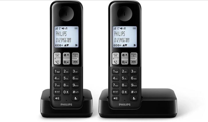 Philips Dect D230 Duo Draadloze Telefoon, Telecommunicatie, Vaste telefoons | Handsets en Draadloos, Gebruikt, 2 handsets, Stralingsarm