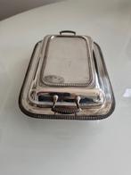 Oud Engels rechthoekige verzilverde dekschaal, Antiek en Kunst, Ophalen of Verzenden, Zilver