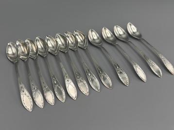 12 Empire zilveren theelepels, Cornelis Knuysting, 1802 beschikbaar voor biedingen