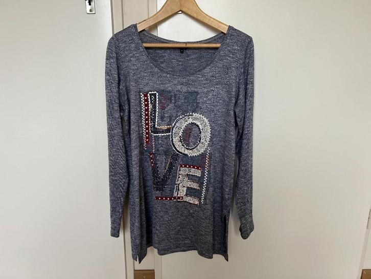 Leuk blauw/wit shirt merk MS Mode maat M, Kleding | Dames, T-shirts, Zo goed als nieuw, Maat 42/44 (L), Blauw, Lange mouw, Ophalen of Verzenden