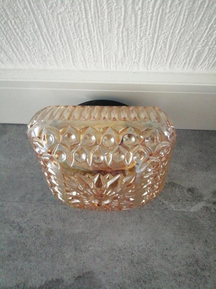 Mooie Plafonnière Plafondlamp jaren 40 50 60 retro oud, Huis en Inrichting, Lampen | Plafondlampen, Zo goed als nieuw, Glas, Ophalen of Verzenden