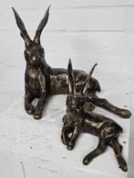 LIGGENDE HAZEN / BRONZEN TUINBEELDEN / HAAS, Tuin en Terras, Dierenbeeld, Nieuw, Info@huisentuindecoratiemarie.nl, Huis en tuin decoratie marie