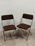 Set 2x vintage klapstoelen“Eyrel” met bruine stoffen zitting, Gebruikt, Twee, Bruin, Jaren '70