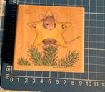 Stempel, hout, house mouse, ster in de boom, Ophalen of Verzenden, Nieuw, Houten stempel