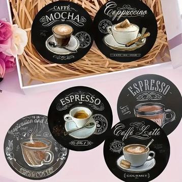 Set van 6 sfeervolle onderzetters coasters - Koffie stijl  beschikbaar voor biedingen