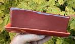 Bonsai schaal + onderzetter Bordeaux geglazuurd 16x10,8x5,2, Tuin en Terras, Bloempotten, Ophalen of Verzenden, Zo goed als nieuw