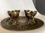 Vintage oosters messing dienblad met kelken, Antiek en Kunst, Ophalen of Verzenden