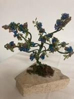 Draadboompje met blauwe groene en bruine trosjes 14x14x12 cm, Huis en Inrichting, Woonaccessoires | Kunstplanten en Kunstbloemen