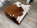 Koeienhuid Poef - (groot en mooi), Ophalen, 100 tot 125 cm, Hout, Zo goed als nieuw