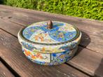 Vintage AH koektrommel met bloemendecor, Ophalen of Verzenden, Gebruikt, Koek(jes), Overige merken