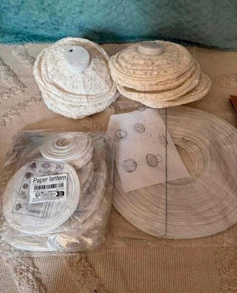 Witte Lampionnen - Kant & Papier - Bruiloft/Feest, Huis en Inrichting, Lampen | Hanglampen, Zo goed als nieuw, Minder dan 50 cm