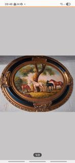 Antiek schilderij met paarden, Ophalen of Verzenden