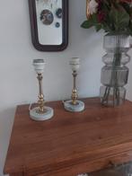 Leuk setje oude tafellampjes marmer/messing, Ophalen of Verzenden, Zo goed als nieuw, Overige materialen, Minder dan 50 cm