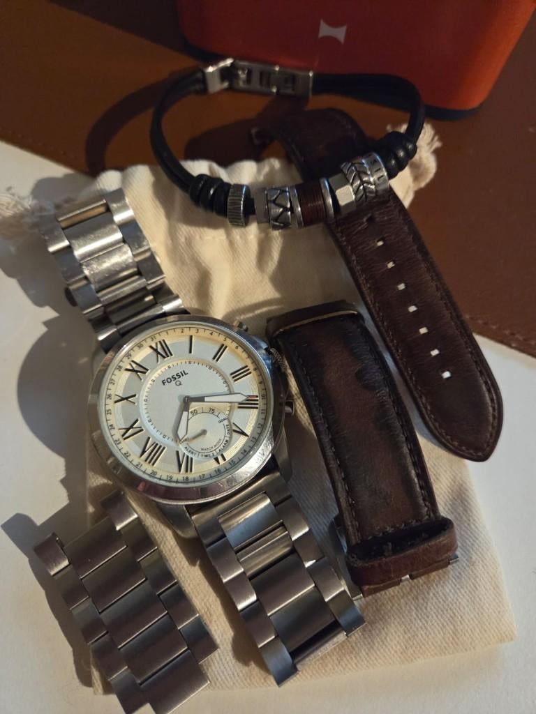 Fossil Horloge heren + armband + extra bandje, Sieraden, Tassen en Uiterlijk, Horloges | Heren, Staal, Polshorloge, Ophalen, Overige merken
