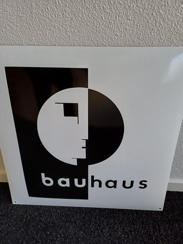 Emaille Bauhaus Plaat - Decoratief Wandbord, Antiek en Kunst, Antiek | Emaille, Ophalen of Verzenden