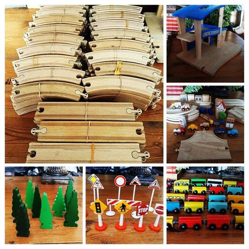 Houten trein rails politiestation - set treintjes - boompjes, Kinderen en Baby's, Speelgoed | Houten speelgoed, Overige typen
