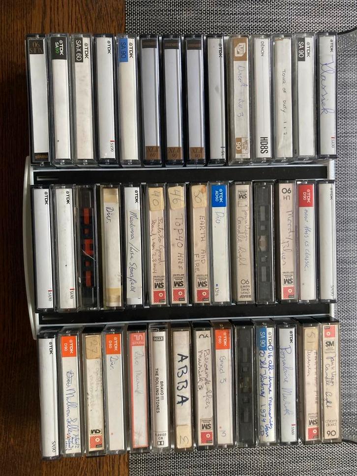 Cassettebandjes Collectie in Koffers (84 stuks), Cd's en Dvd's, Cassettebandjes, Gebruikt, Voorbespeeld, Pop, 26 bandjes of meer