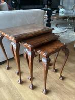 Driedelige Bijzettafeltjes - Vintage, Huis en Inrichting, Tafels | Bijzettafels, Minder dan 55 cm, Gebruikt, Rechthoekig, Hout