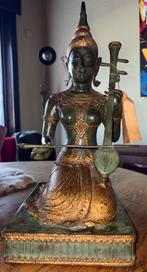Te koop bronzen beeld ‘Thaise muzikant’, Antiek en Kunst, Ophalen of Verzenden