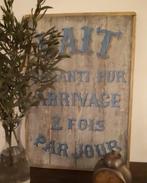 Handgeschilderd reclame bord/zuivel/winkel/melk/brocante, Ophalen of Verzenden, Zo goed als nieuw, Reclamebord