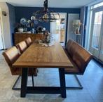 Stoere industriële eethoek., Huis en Inrichting, Tafels | Eettafels, Ophalen, Metaal, 100 tot 150 cm, 200 cm of meer