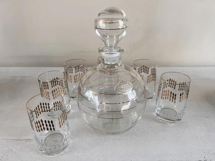 Karafje met 6 glaasjes te koop, Antiek en Kunst, Antiek | Glas en Kristal, Ophalen of Verzenden
