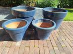 Blauwe Aardewerk Bloempotten Set - Zo Goed Als Nieuw, Tuin en Terras, Bloempotten, Tuin, Zo goed als nieuw, Minder dan 40 cm, Overige vormen