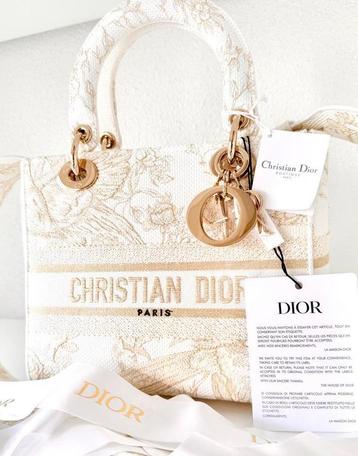 DIOR LADY D-LITE TAS, WIT/GOUD (€6.700) ORIGINEEL💖💖💖 beschikbaar voor biedingen