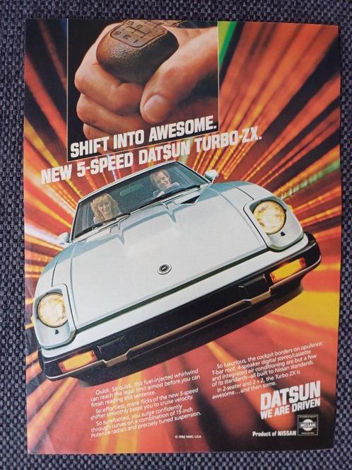 Datsun Turbo ZX advertentie uit Amerika, Boeken, Auto's | Folders en Tijdschriften, Zo goed als nieuw, Nissan, Verzenden