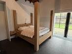 Hemelbed massief eikenhout, Huis en Inrichting, Slaapkamer | Bedden, Ophalen, Tweepersoons, Zo goed als nieuw, 160 cm