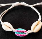 armbandje 3 schelpen turquoise/roze hartjes, Sieraden, Tassen en Uiterlijk, Armbanden, Ophalen of Verzenden, Nieuw, Overige kleuren