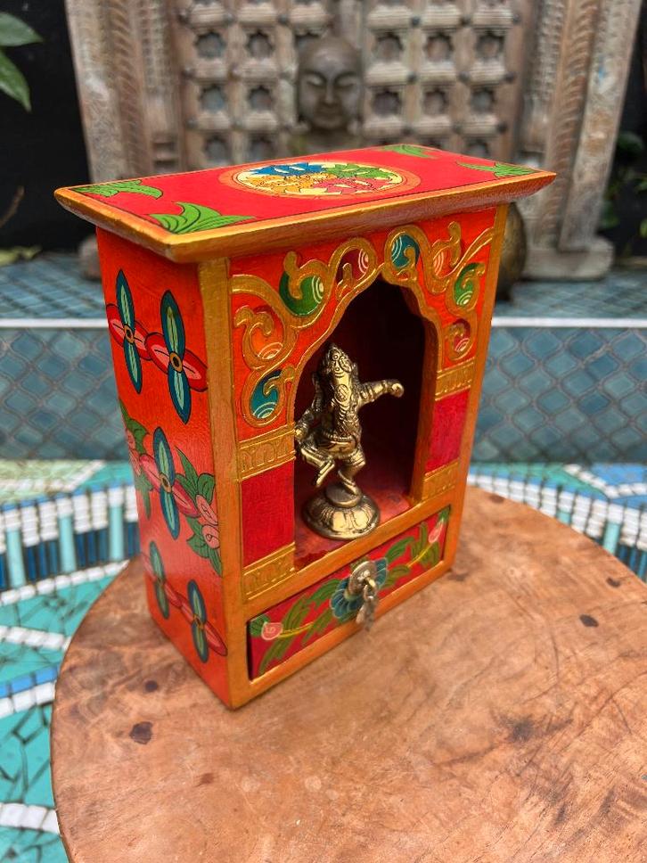 Tibetaans altaar Tibet met 1 lade handbeschilderd kastje, Huis en Inrichting, Woonaccessoires | Overige, Nieuw, Ophalen of Verzenden