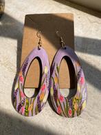 Handbeschilderde Oorbellen Botanical Purple ByJ&S Nieuw🌷, Overige materialen, Hangers, Paars, Nieuw